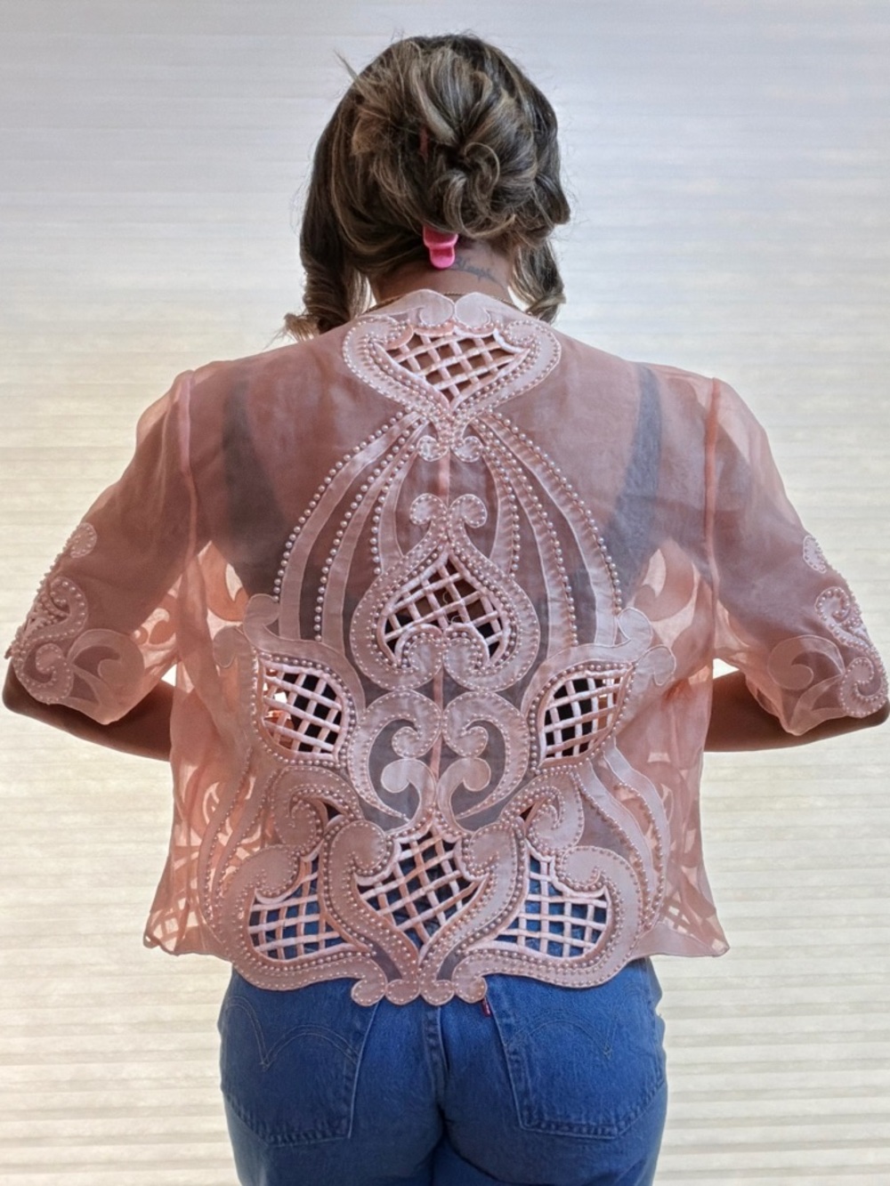 Vintage Orlando Rossi Sheer Beaded Organza Jacket - Picture 6 of 7